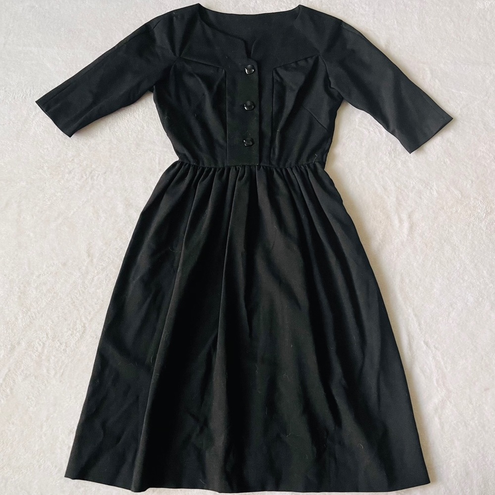 Vintage 1960s Handmade Casual Black Cocktail Dress